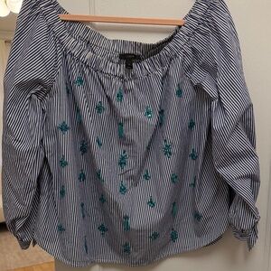 J. Crew Striped Blouse with Green gems